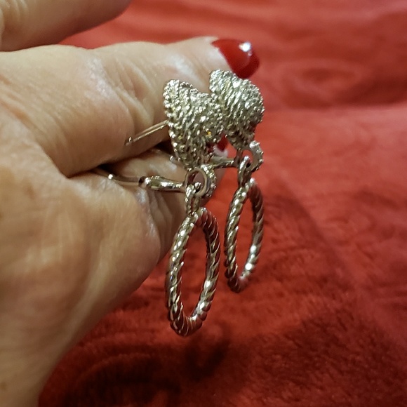 Judith Ripka ~ Sterling Double Circle Earrings - Picture 3 of 6